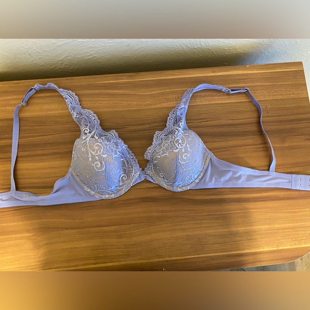 ThirdLove Lace Contour Plunge Bra, blue-ice, size 32B